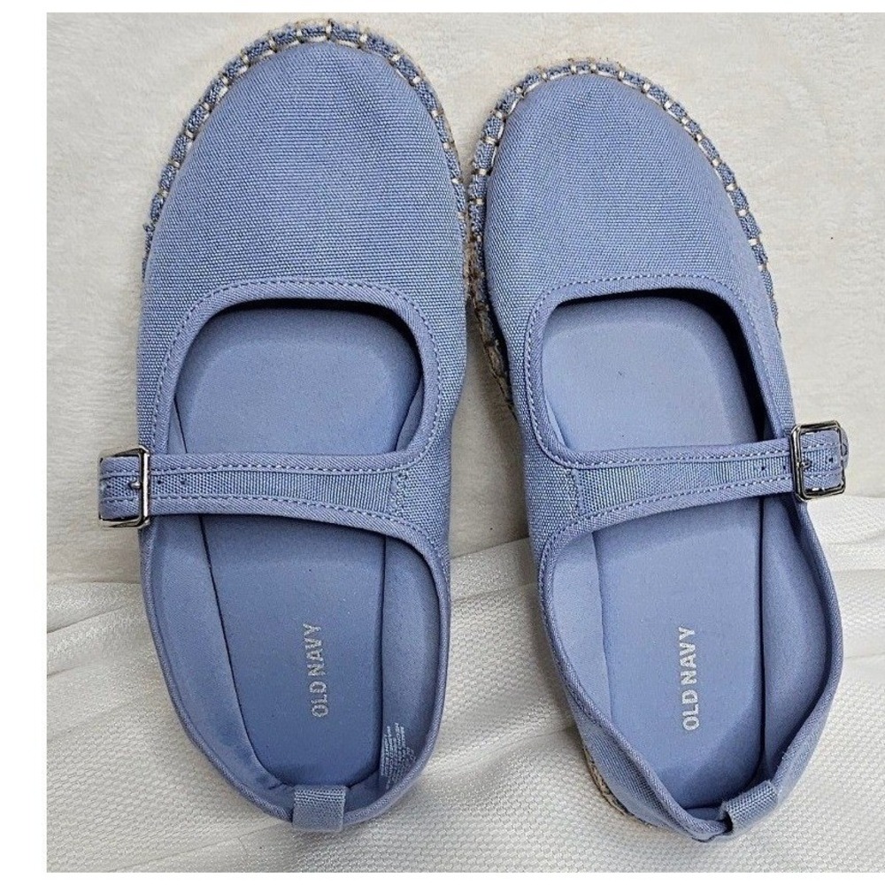 Old Navy Mary Jane Espadrilles Size 8 Light Blue Washed Canvas Flats